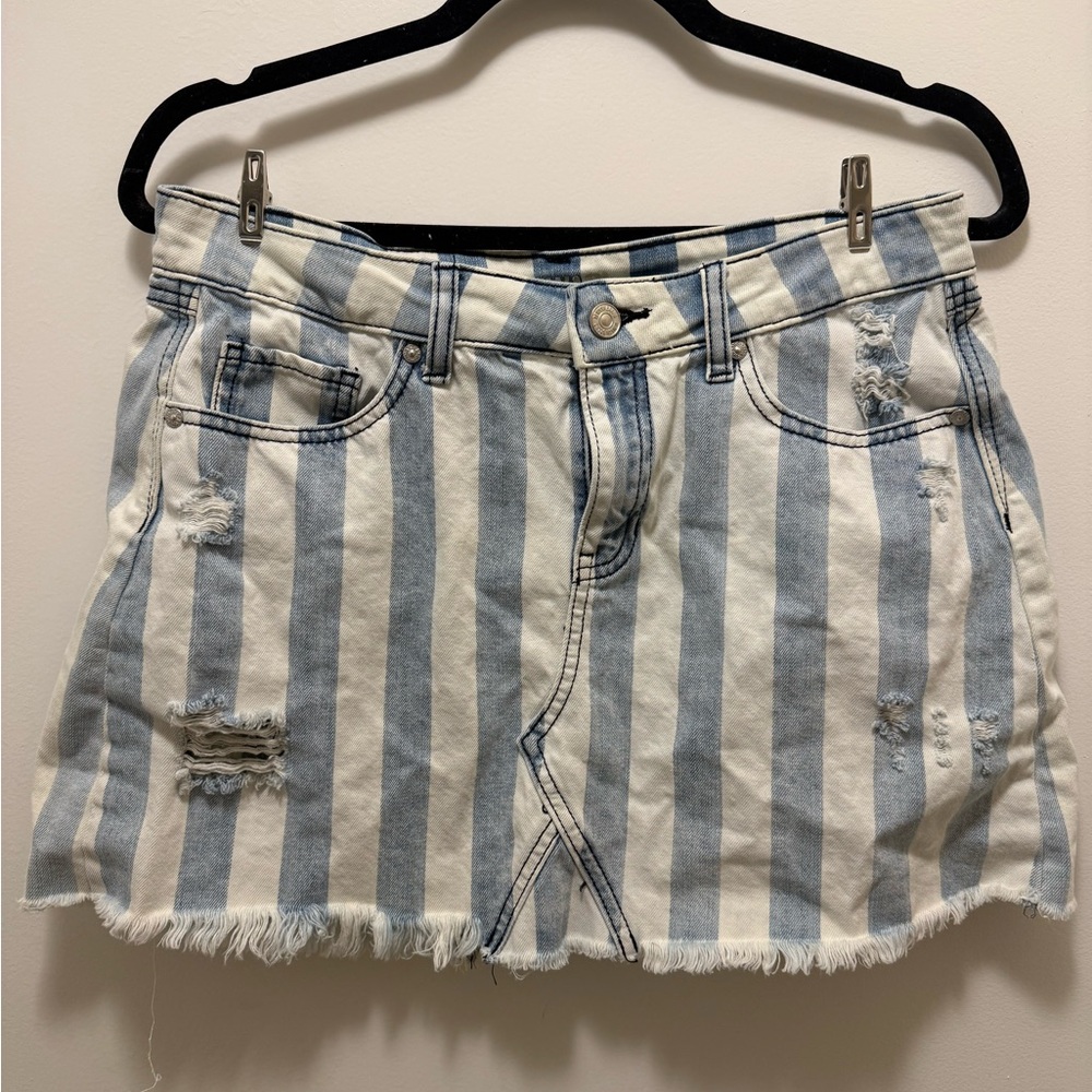 Rewash Blue and White Striped Mini Skirt
